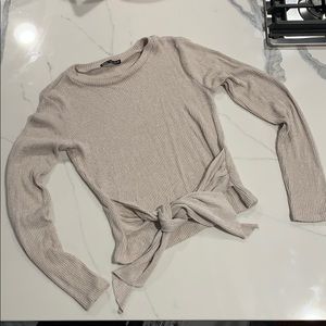 Zara Faux Wrap Crop Top Oatmeal sz M